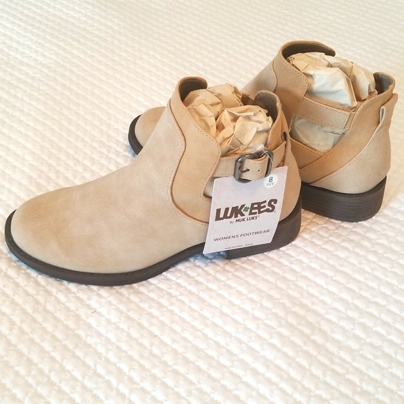 NWT LUK-EES by MUK LUKS boots, color - stone, Womens size US 8, Water resistant - Picture 1 of 4